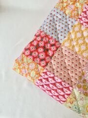 Pembe patchwork desenli kapitone kumaş eni 142cm
