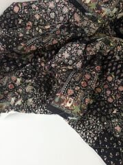 Siyah patchwork desenli kapitone kumaş en 146cm