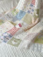 Soft Patchwork desenli çift katlı müslin
