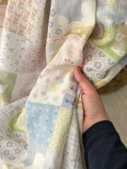 Soft Patchwork desenli çift katlı müslin