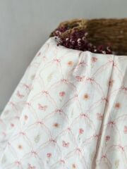 Kurdele floral desenli çift katlı müslin