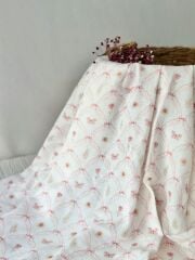 Kurdele floral desenli çift katlı müslin