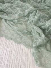 mint yeşili kenarı dilimli tül kumaş 124x145cm